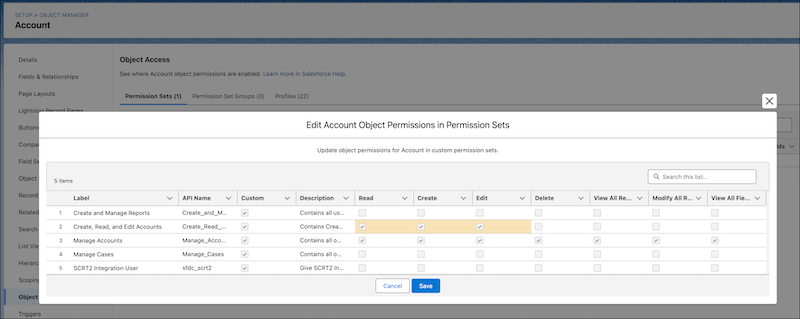 Bulk object permission update tool in Salesforce for managing permissions in one place