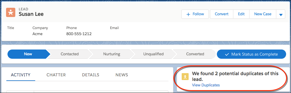 Salesforce validation rule and duplicate management settings used to keep org data clean