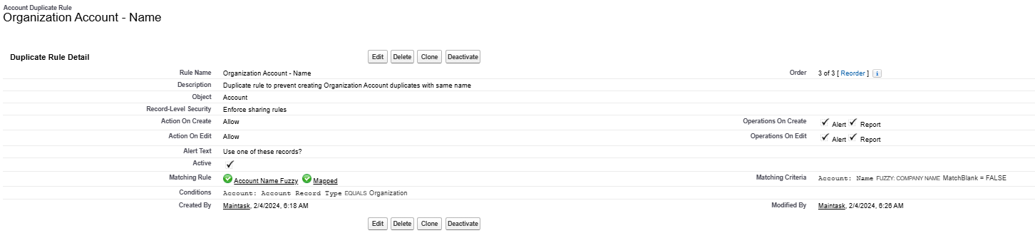 Duplicate Rule alert and action settings in Salesforce NPSP for handling matched records