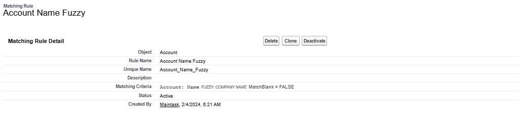 Configuring matching criteria on a Salesforce Matching Rule for NPSP contacts and accounts