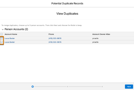 Merging duplicate records in Salesforce NPSP using the record merge tool