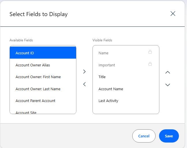 List View type-ahead field finder in Salesforce letting admins quickly select fields to display